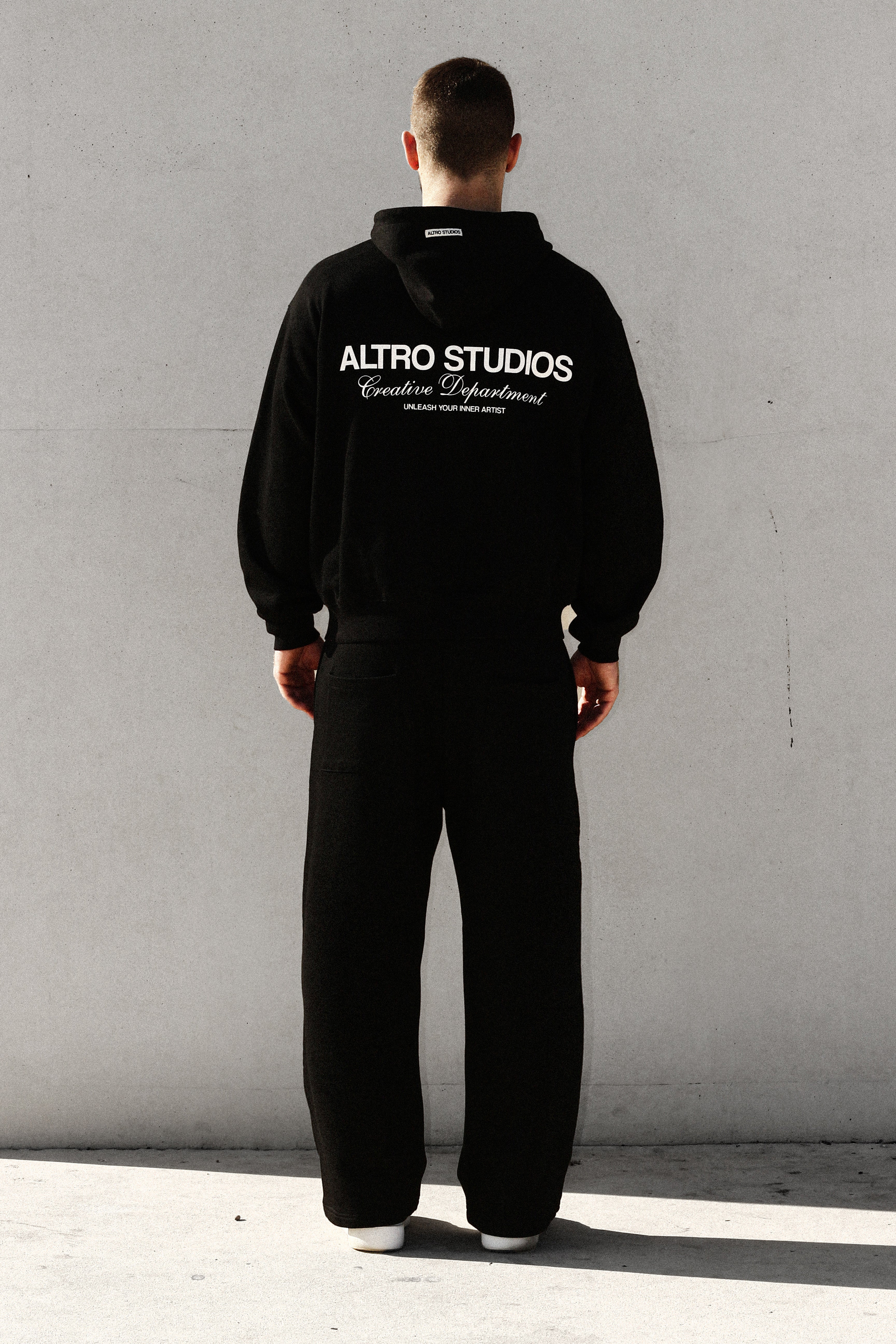 Altro Studios Black Logo Print Hoodie Oversized