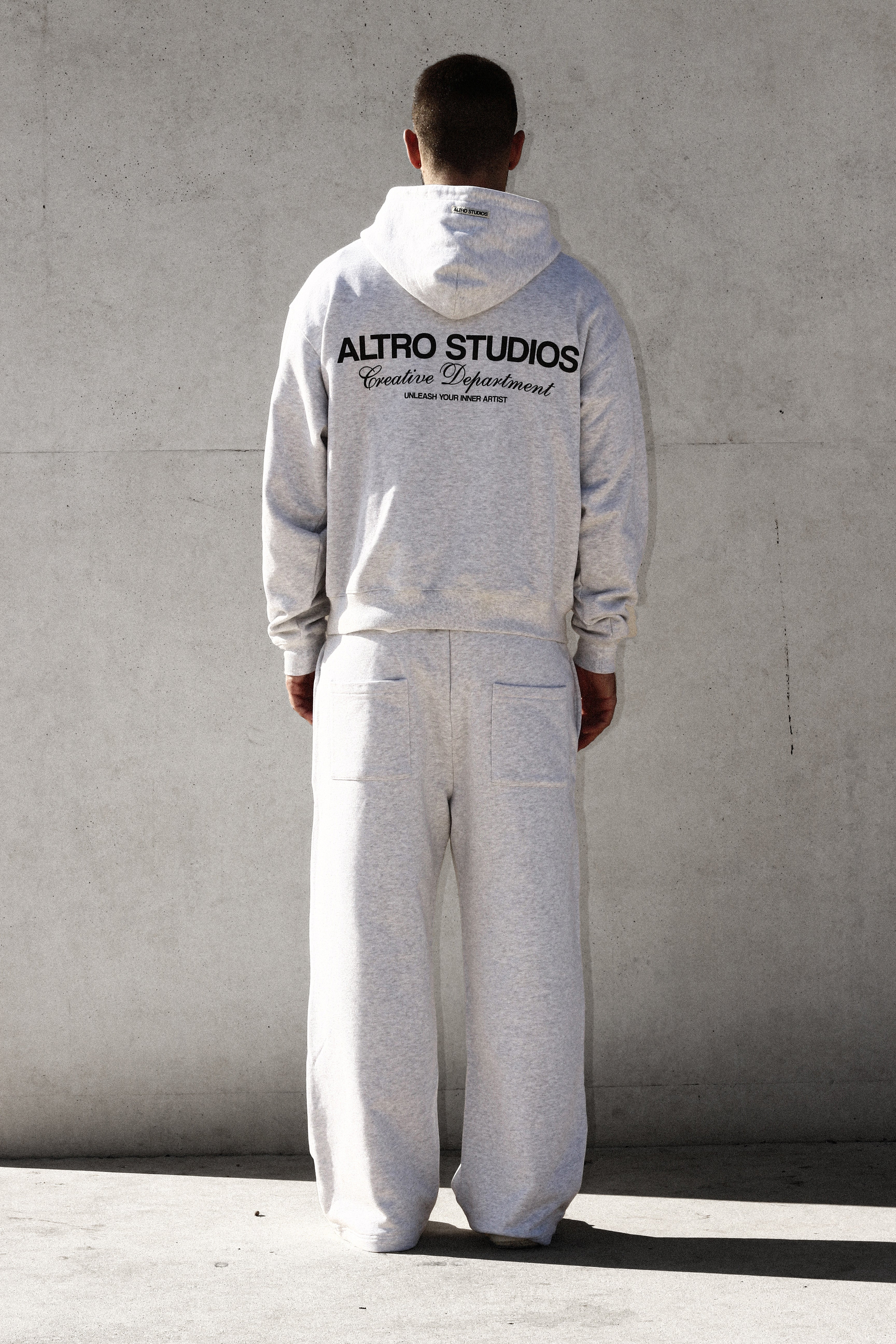 Altro Studios Light Grey Logo Print Hoodie Oversized