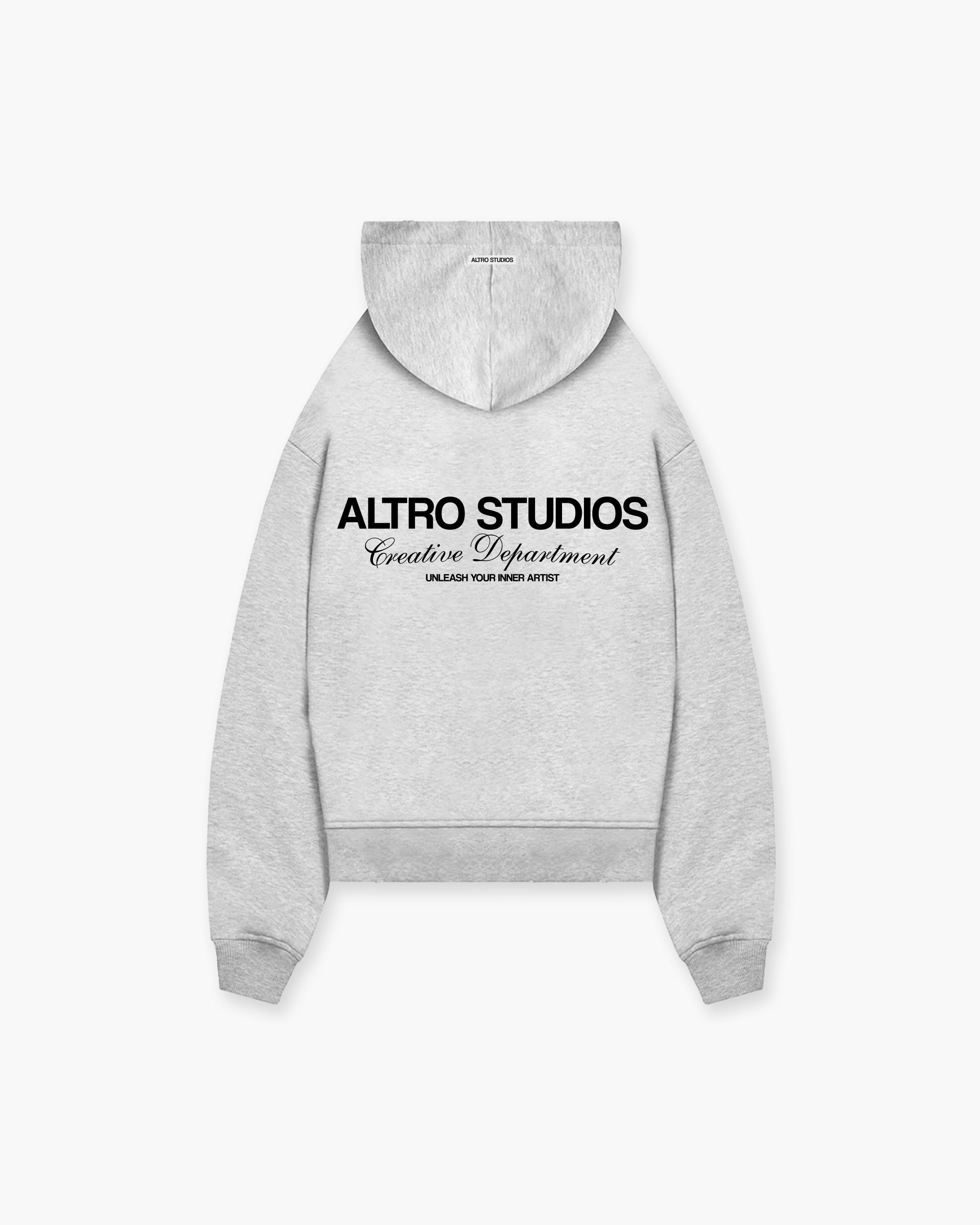 Altro Studios Light Grey Logo Print Hoodie Oversized