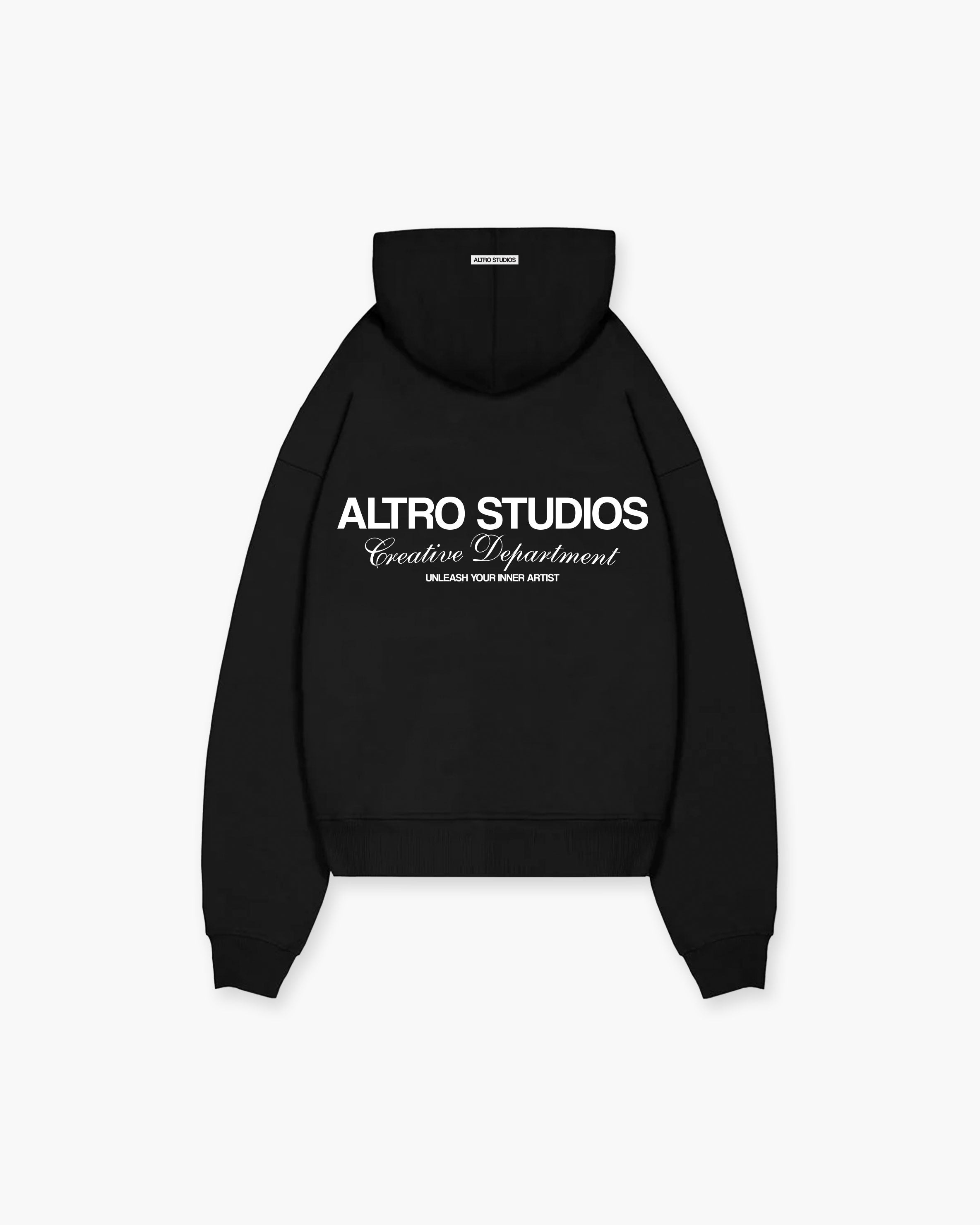 Altro Studios Black Logo Print Hoodie Oversized