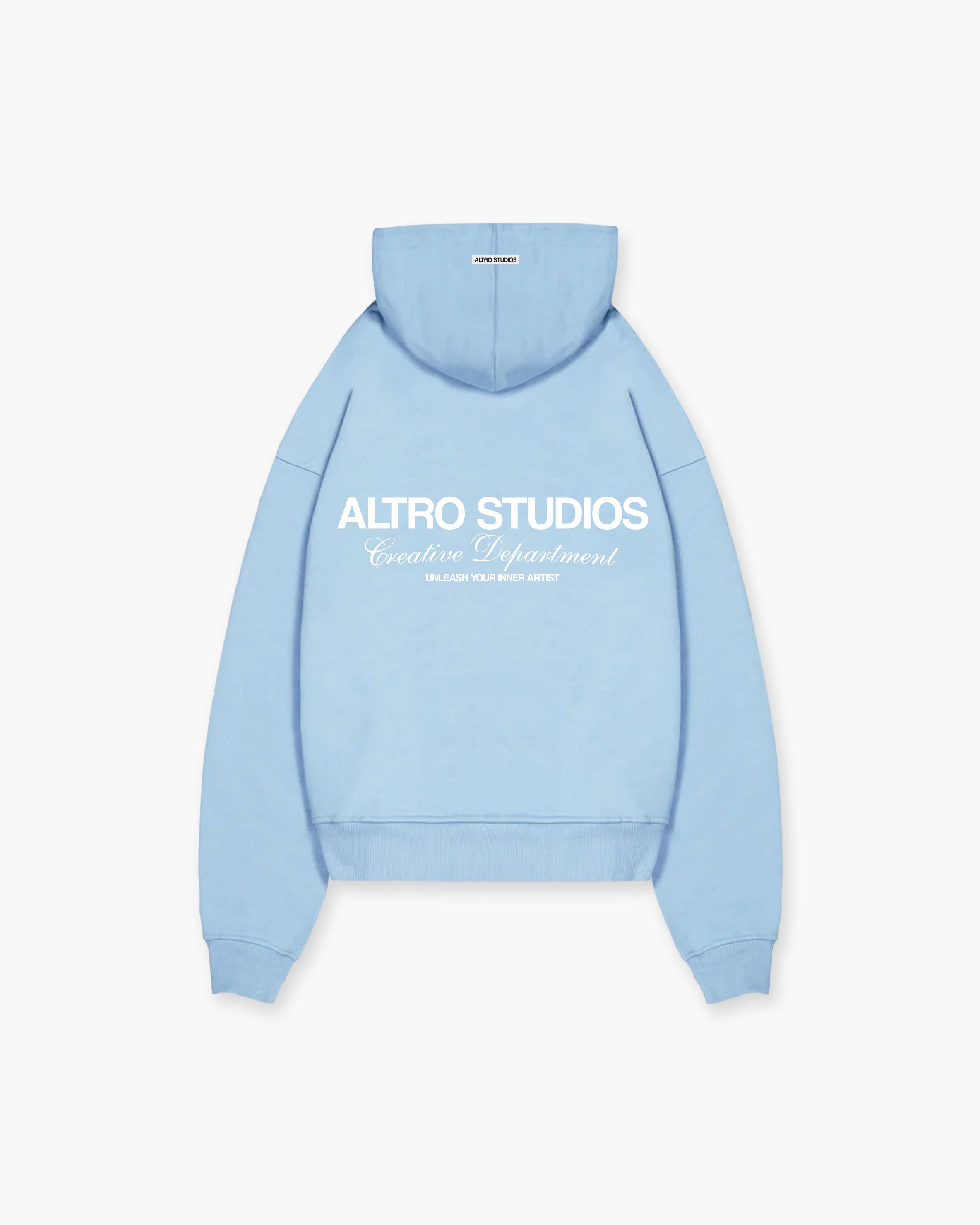 Altro Studios Light Blue Logo Print Hoodie Oversized